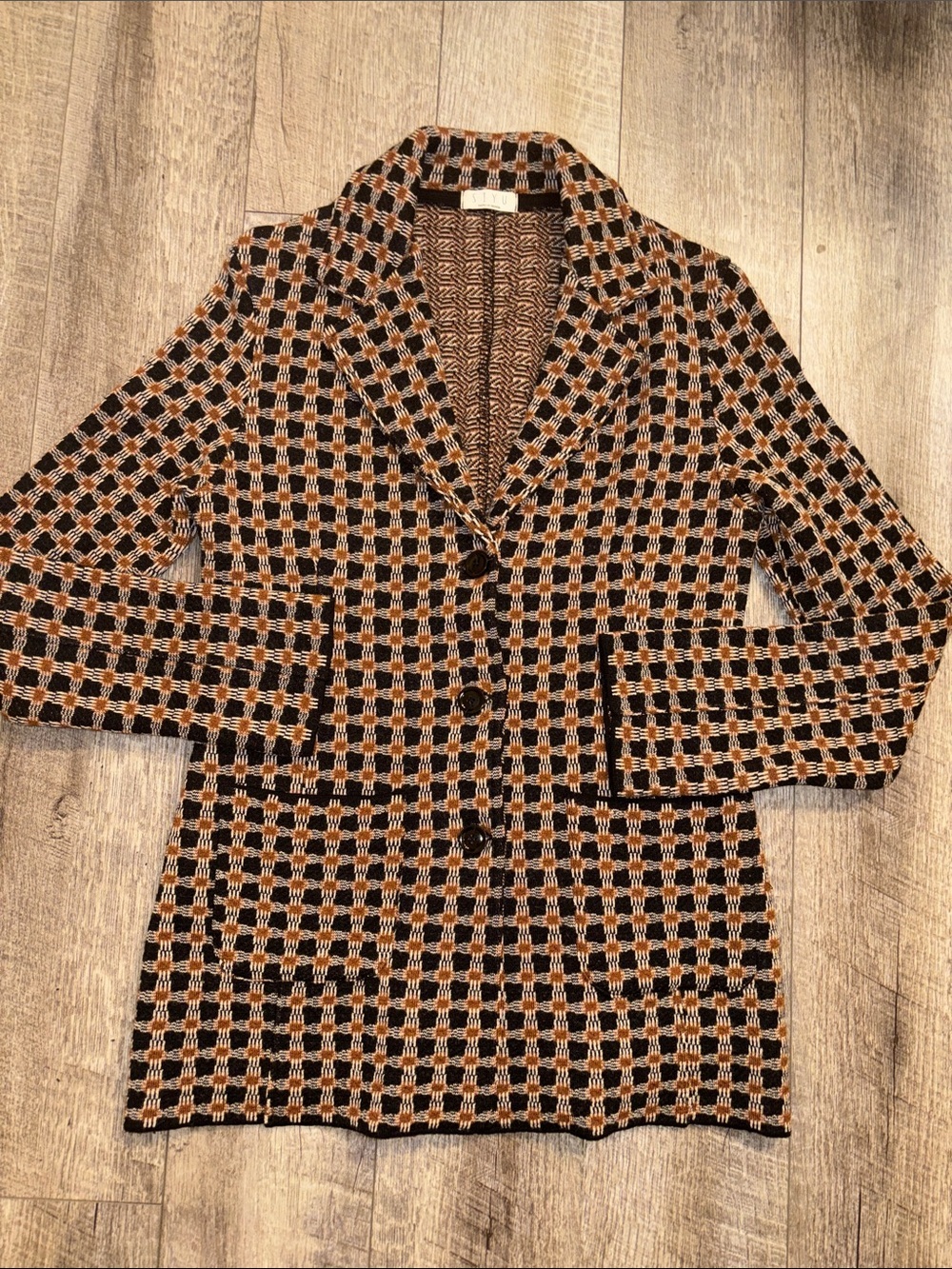 Siyu Merino Wool Knit Ayante Plaid Blazer - Picture 2 of 5